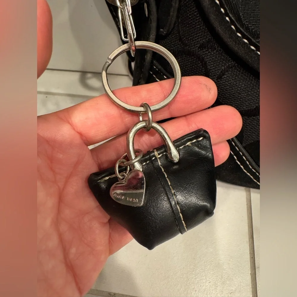 Vintage Leather Nine West Black Purse Keychain